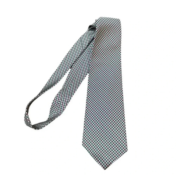 Lauren Ralph Lauren Mens Houndstooth Silk Neck Tie Black White‎ One Size - Picture 2 of 6